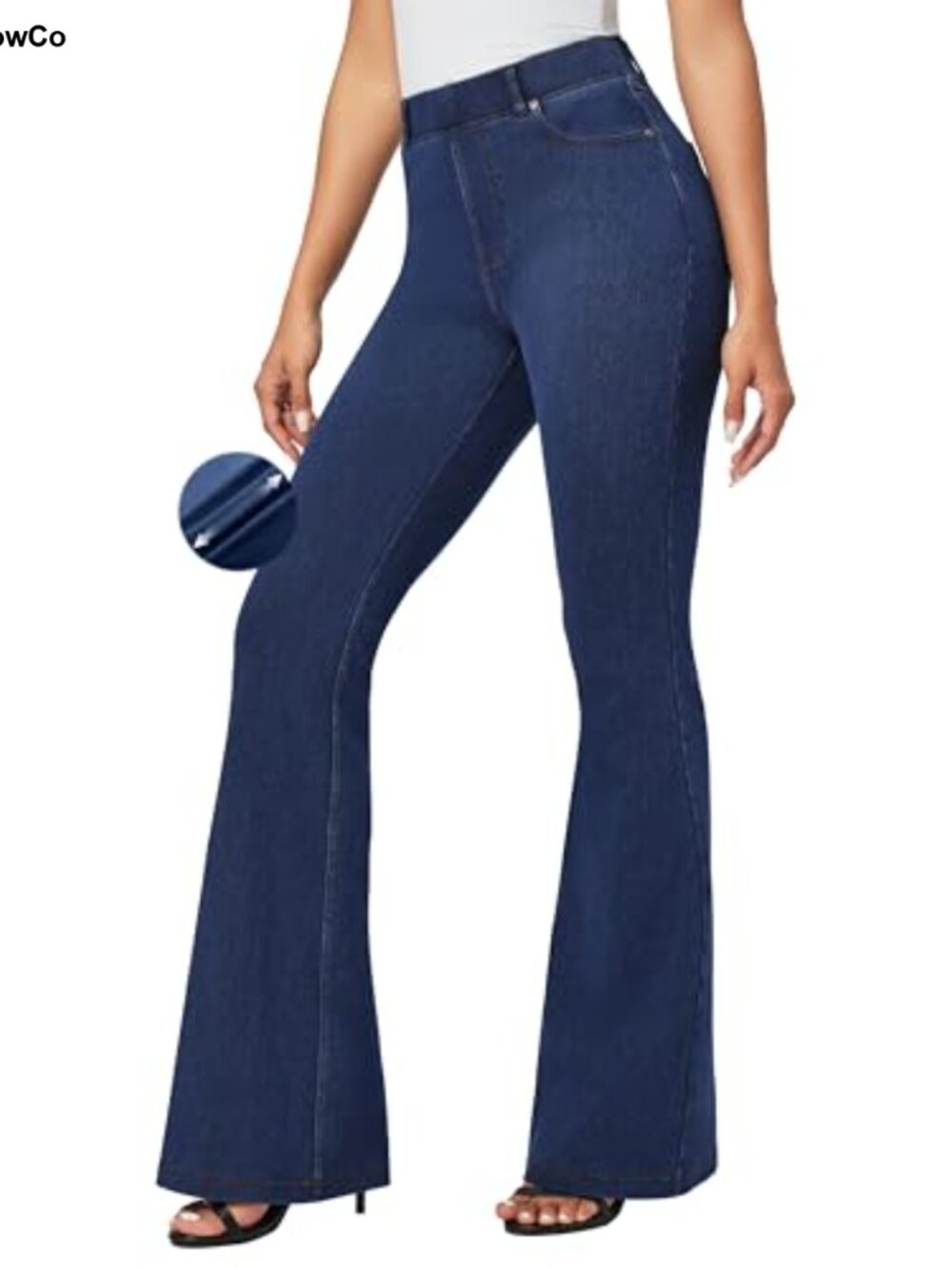 Pull On Flare Bell Bottom Jeans High Waisted Stretchy Denim Leggings